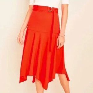 ann taylor red-orange belted skirt (8)